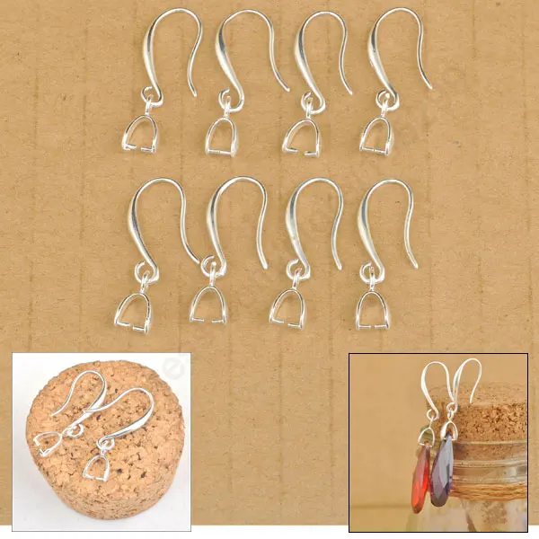 

Free Ship 100Pcs Making Beads Jewelry Findings 925 Sterling Silver S Hook Earring Pinch Smooth Earwires SWA Crystal Women Gift