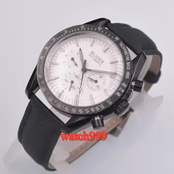 

40mm BLIGER mechanical automatic men's watch white dial 316L plastic case, black bezel multi-function automatic movement