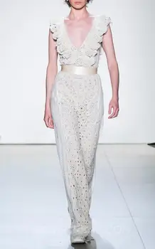 

Hot Sale 2019 Jumpsuit Sexy Backless Women Sleeveless Sashes Night Club Ruffles Body con High Quality Jumpsuit Wholesale