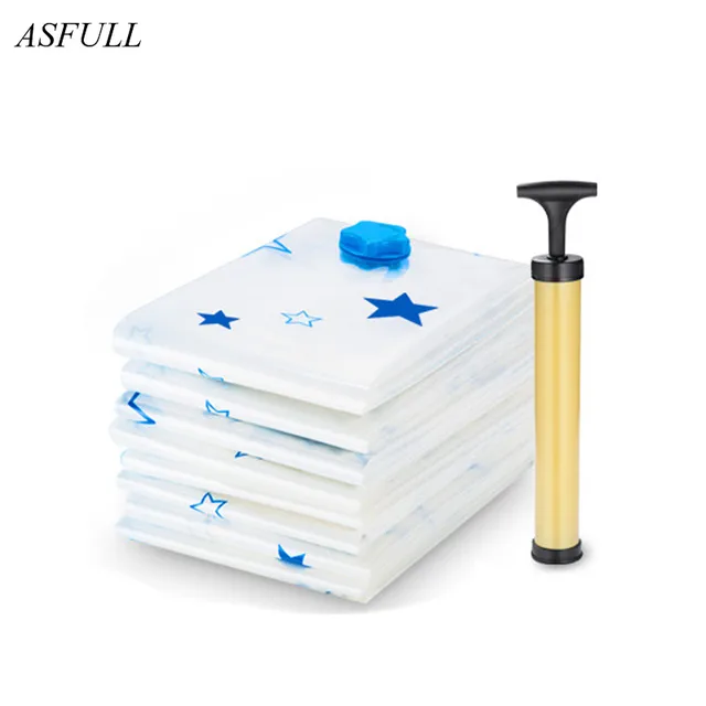 11pcs/set Thickened Vacuum Storage Bag Vacuum Compressed Bag with Hand Pump Reusable Blanket Clothes Quilt Storage Bag Organizer