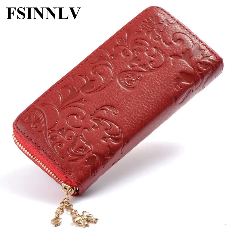 New Fashion Genuine Leather Wallet Women Lady Long Wallets Women Purse Female 5 Colors Women Wallet