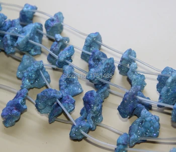 

10pcs/lot BBLUE Color Druzy Crystal Geode Quartz Stone Pendant Neckace 30mm Each Druzy Stone Crystal Rock Gems Necklace