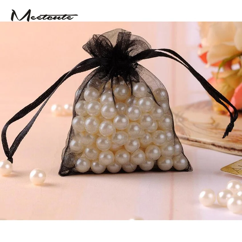 Meetcute 50pcs/ Lot 7cm * 9cm Transparent Organza Jewelry Pouches