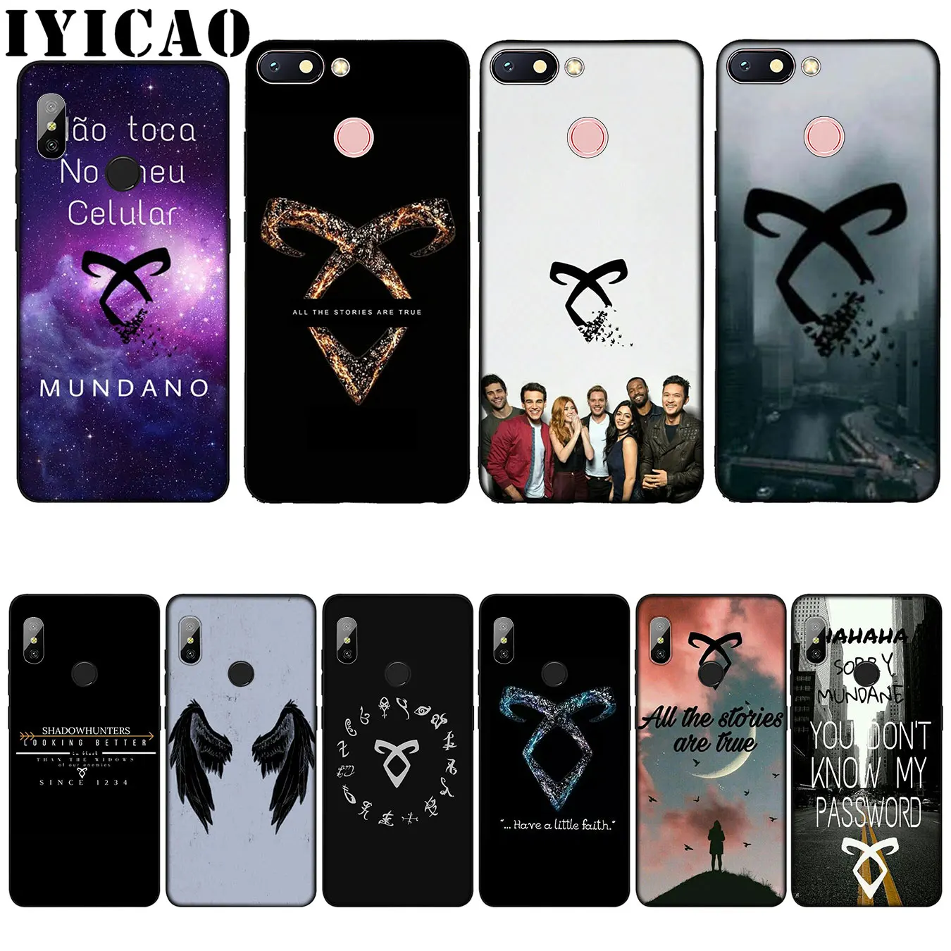

IYICAO Shadowhunters Colorful Silicone Soft Case for Xiaomi Redmi 6A 5A Note 8 7 4 4X 5 Plus 6 Pro Black TPU Cover