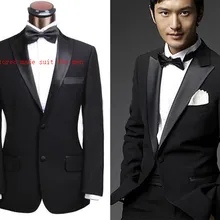 Черные смокинги для жениха, смокинги для жениха, Свадебные костюмы(пиджак+ брюки+ галстук