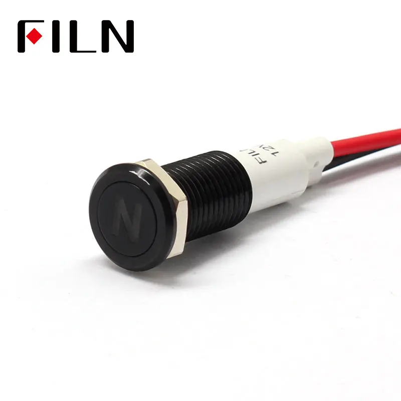 

FILN 10mm Car dashboard Neutral mark symbol led red yellow white blue green 12v led indicator light with 20cm cable