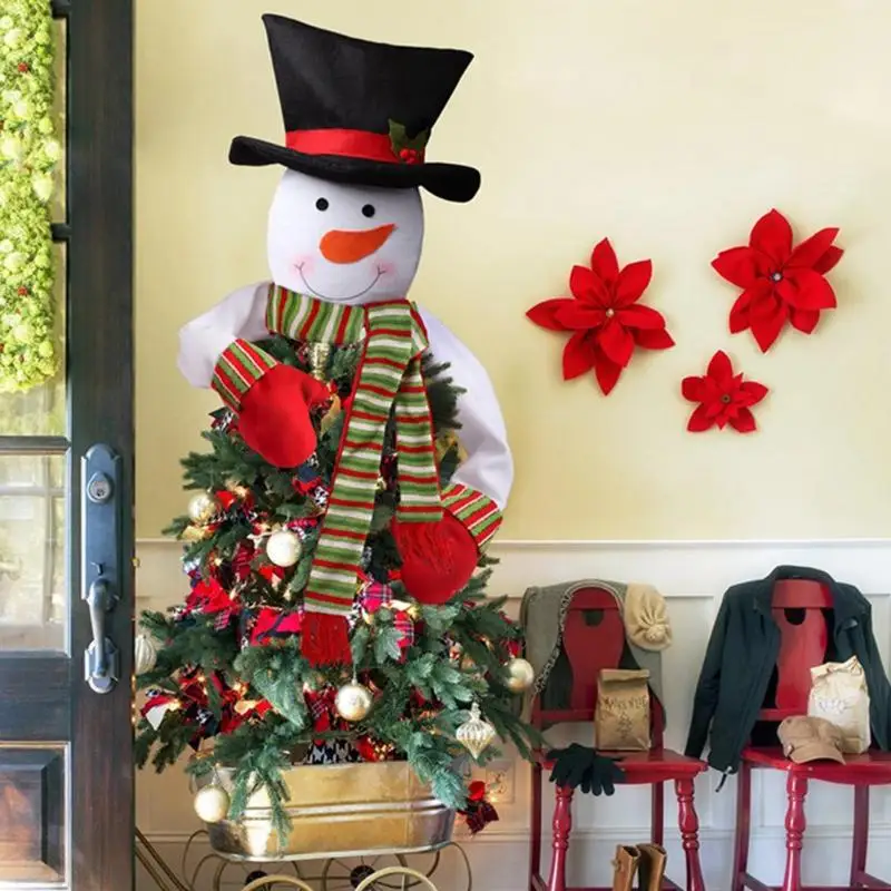 

1PC Snowman Christmas Tree Topper Cloth Snowman Christmas Tree Top Decoration For Home Shops New Year Christmas Tree Decoration