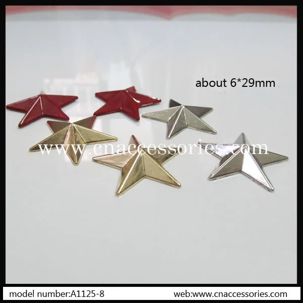 

free shipment,29mm metal star rivet spike,10sets/lot,silver/gold/bronze/red color,fashion punk accessories for stage
