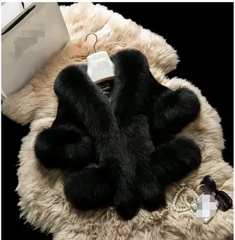 

2017 autumn and winter new Rex rabbit fur short fur coat cloak fox fur collar imitation Rex rabbit fur
