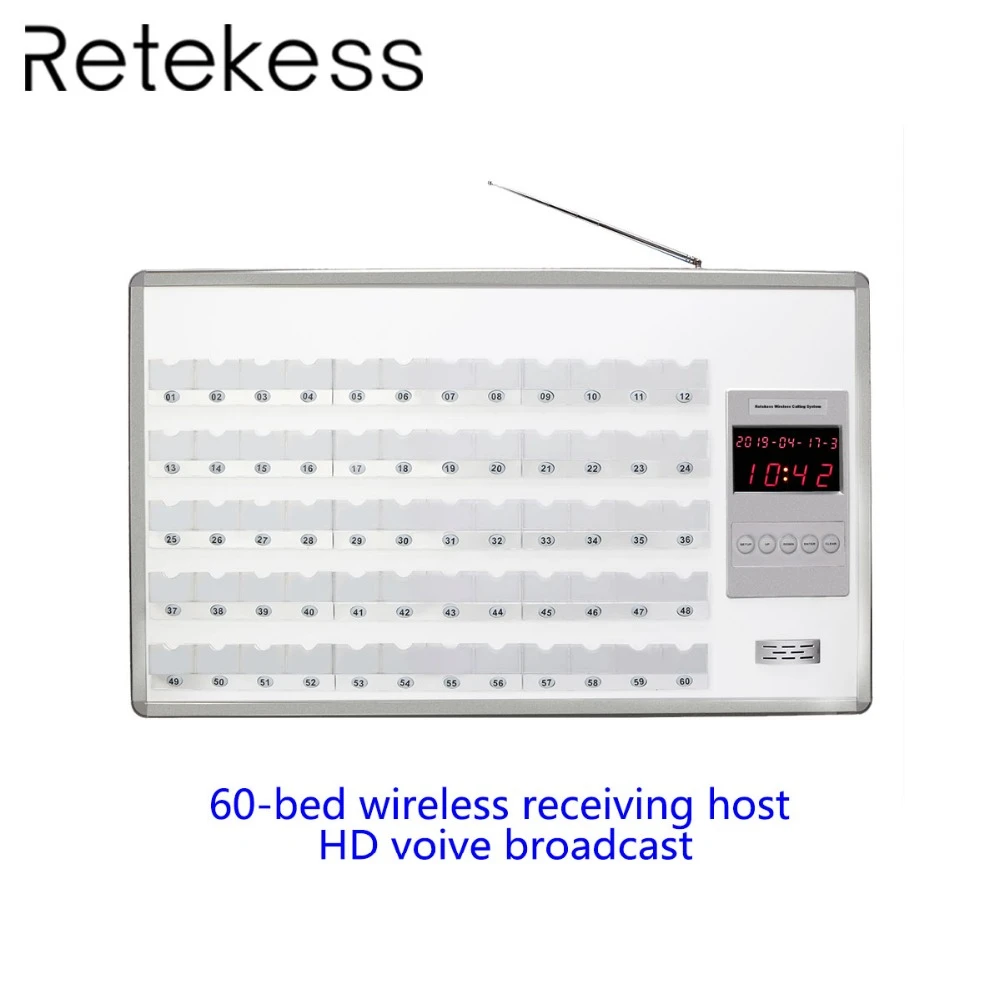 

Retekess TD122 60 Bed Wireless Calling Host Receiver with Voice Report Medical intercom system alarm for Nurse Calling System