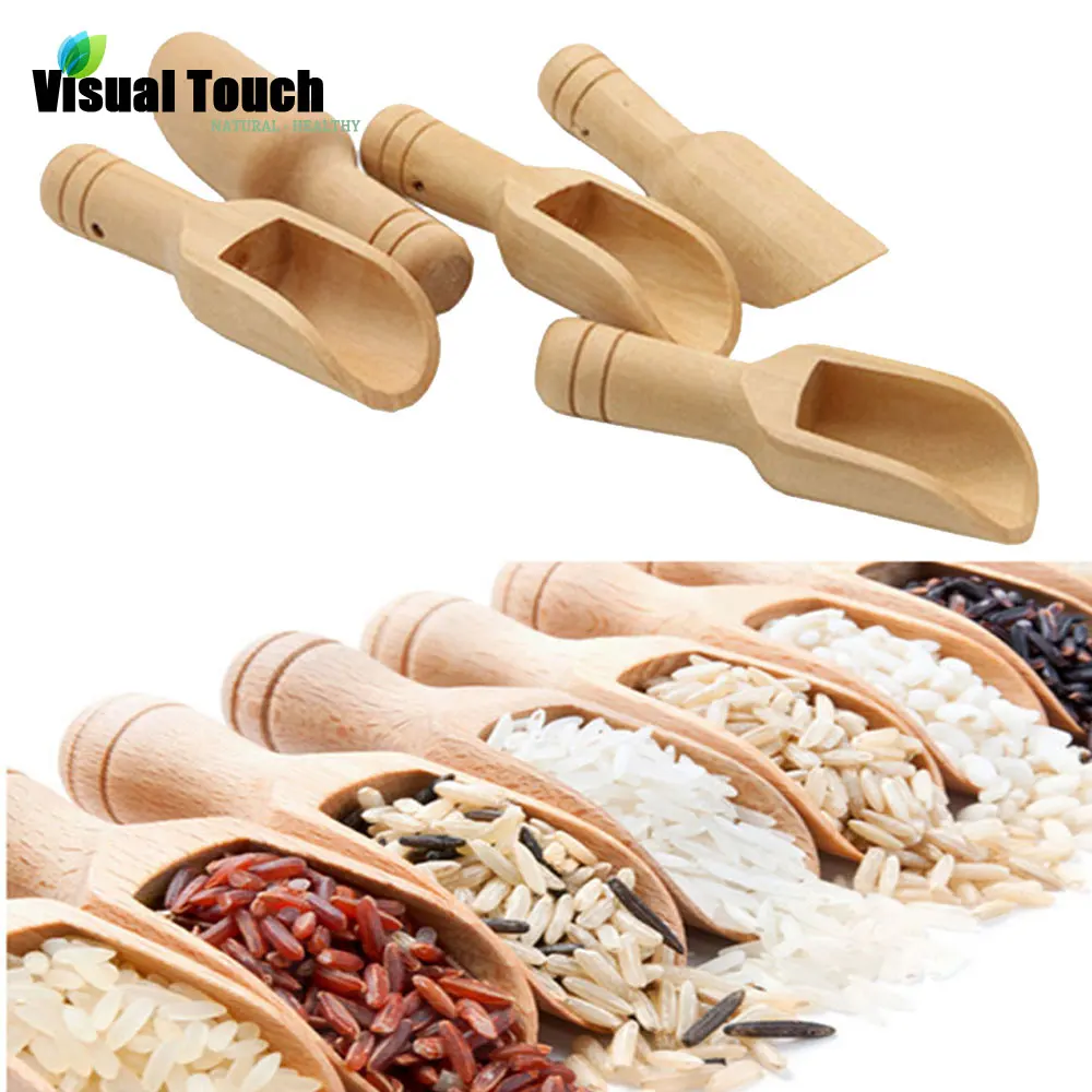 

Visual Touch 7.2x2.2cm Mini Wooden Scoop Bath Salt Spoon Candy Flour Tea Spoon Coffee Scoops Milk powder spoon Bathroom Kitchen