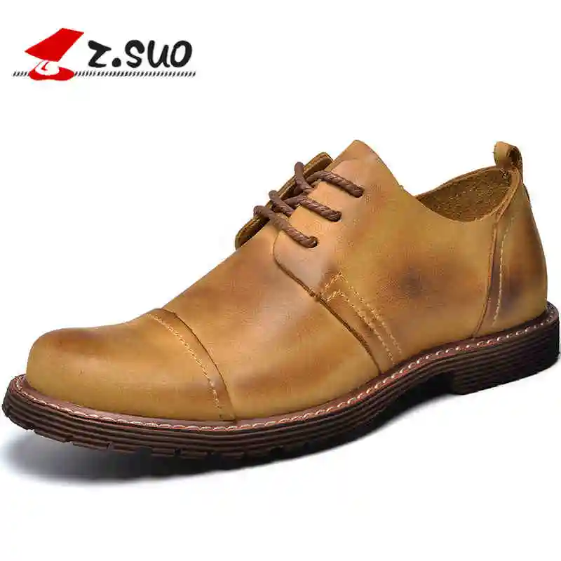 Brown Homens Los Cuero 2018 Oxfords Marca Hombres De Británico yellow Genuino Primavera Brown Nueva Zapatos Hombre Dark Casuales Zsuo OawvFxg