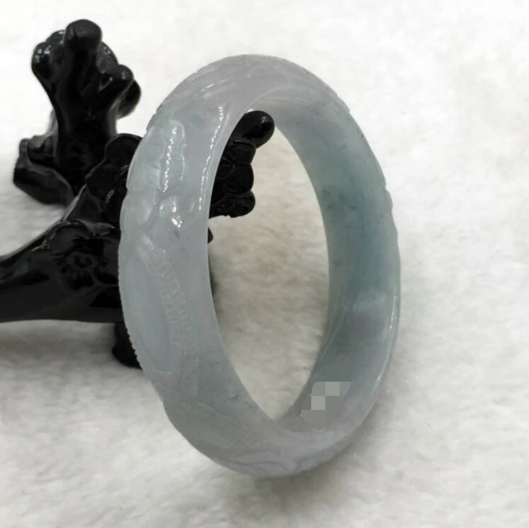 

0270 Chinese Hand-carved Green Jadeite Jade Gems Bracelet Bangle