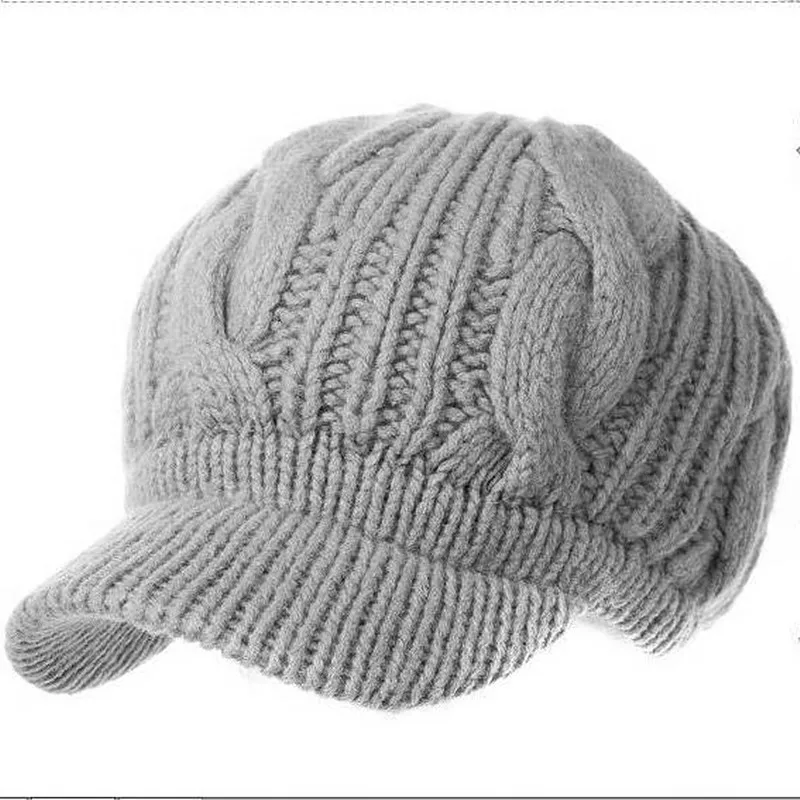 BomHCS женские зимние толстые теплые шапки ручной работы - Цвет: Серый