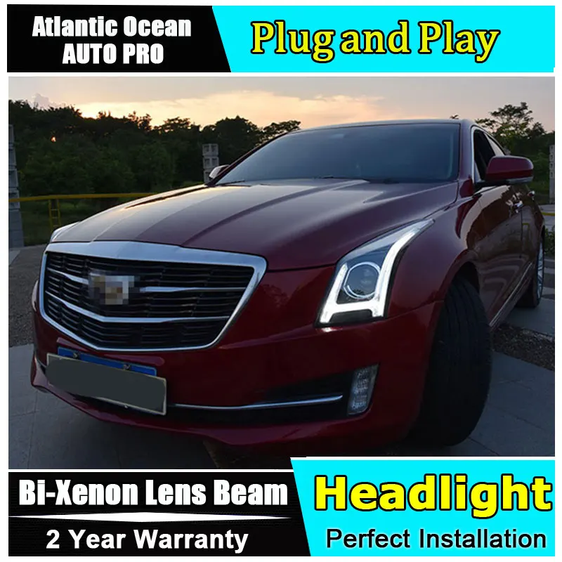 

Auto part new Style LED Head Lamp for Cadillac ATS led headlight 2014-2017 for ATS drl H7 hid Bi-Xenon Lens angel eye low beam