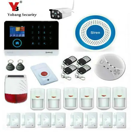 YobangSecurity IOS Android APP GSM WIFI GPRS RFID Touch Pad Home Alarm Security System Outdoor IP Camera With Solar Power Siren