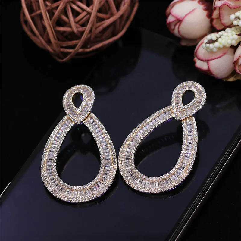 

AOTEMAN Famous Top Zircon Earrings For Women/Girl AAA+ Design Luxury Micro Pave Cubic Zirconia Drop Earrings Fashion Jewelry