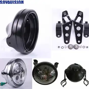 

Moto Bicycle Accessories LED Round 7" Motorcycle Headlight Housing bucket For Harley Chopper Cafe Racer Bobber With 7" Bracket