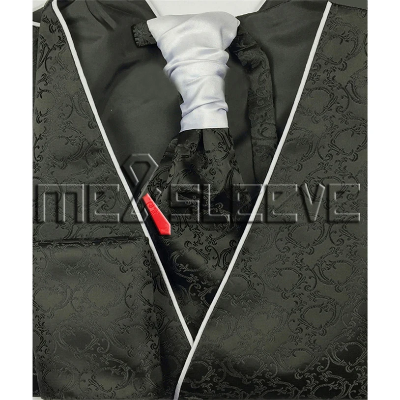 Free Shipping Microfiber plus size Silver Stripe waistcoat tuxedo vest set | Мужская одежда