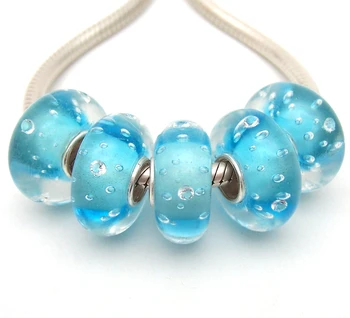 

JGWG30 5X 100% Authenticity S925 Sterling Silver Beads Murano Glass beads Fit European Charms Bracelet diy jewelry Lampwork