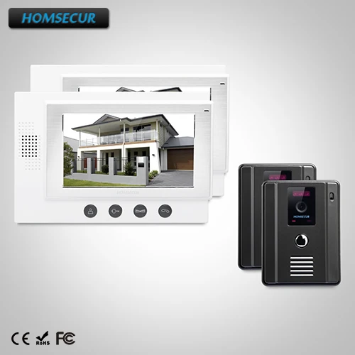 

HOMSECUR 7" Wired Video&Audio Smart Doorbell+Dual-way Intercom for Home Security: TC011-B Camera (Black)+TM701-W Monitor (White)