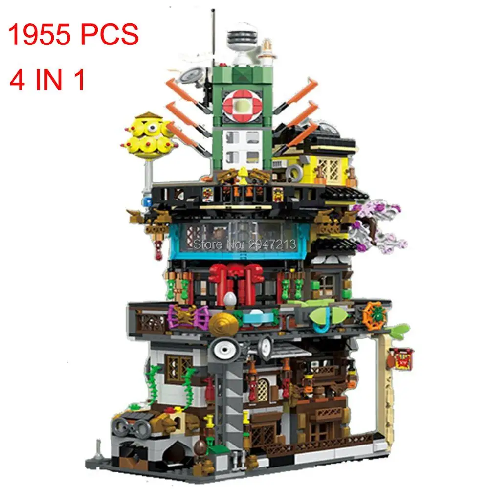 

hot compatible LegoINGlys NinjagoINGlys city Headquarters Building Blocks MOC model mini kai Lloyd Jay figures weapon brick toys