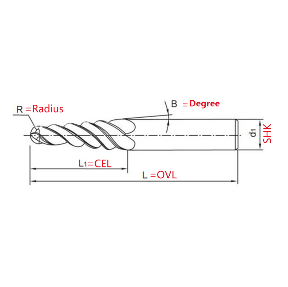 2 шт./лот R0.5/R1/R1.5/R2x60xD8x100 Концевая фреза 8 мм удлиненные твердосплавные конические фрезы для фрезерного станка с ЧПУ фрезы