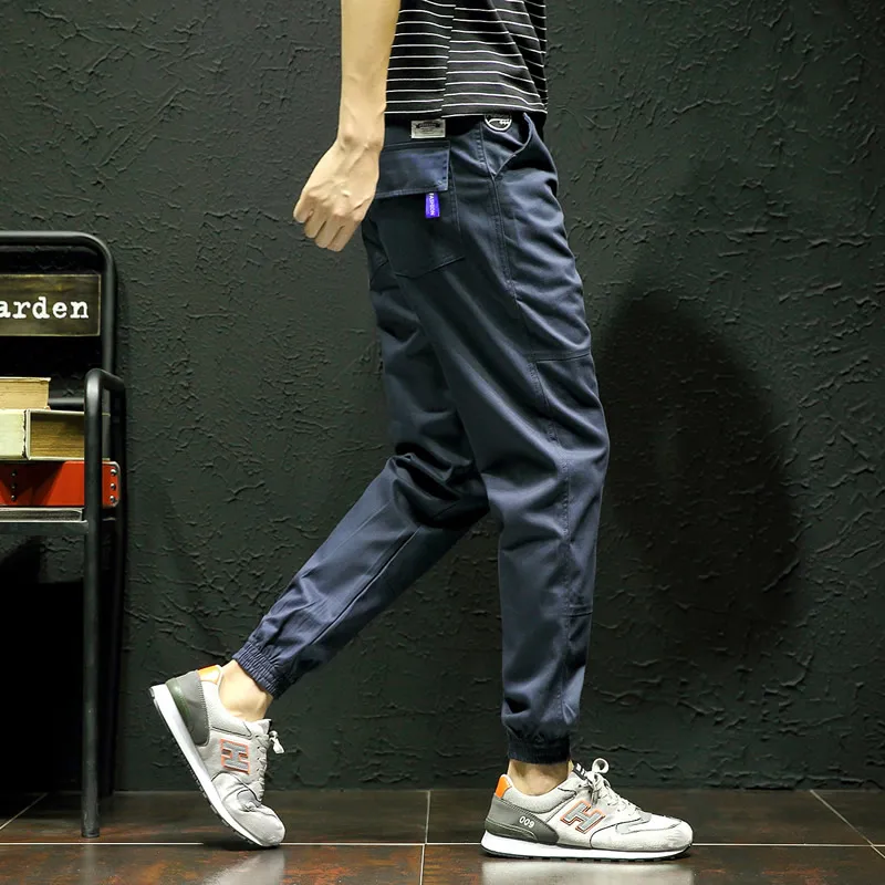 Брендовые повседневные шаровары, мужские Модные брюки для бега, мужские брюки для фитнеса, китайские традиционные Harajuku - Цвет: Navy