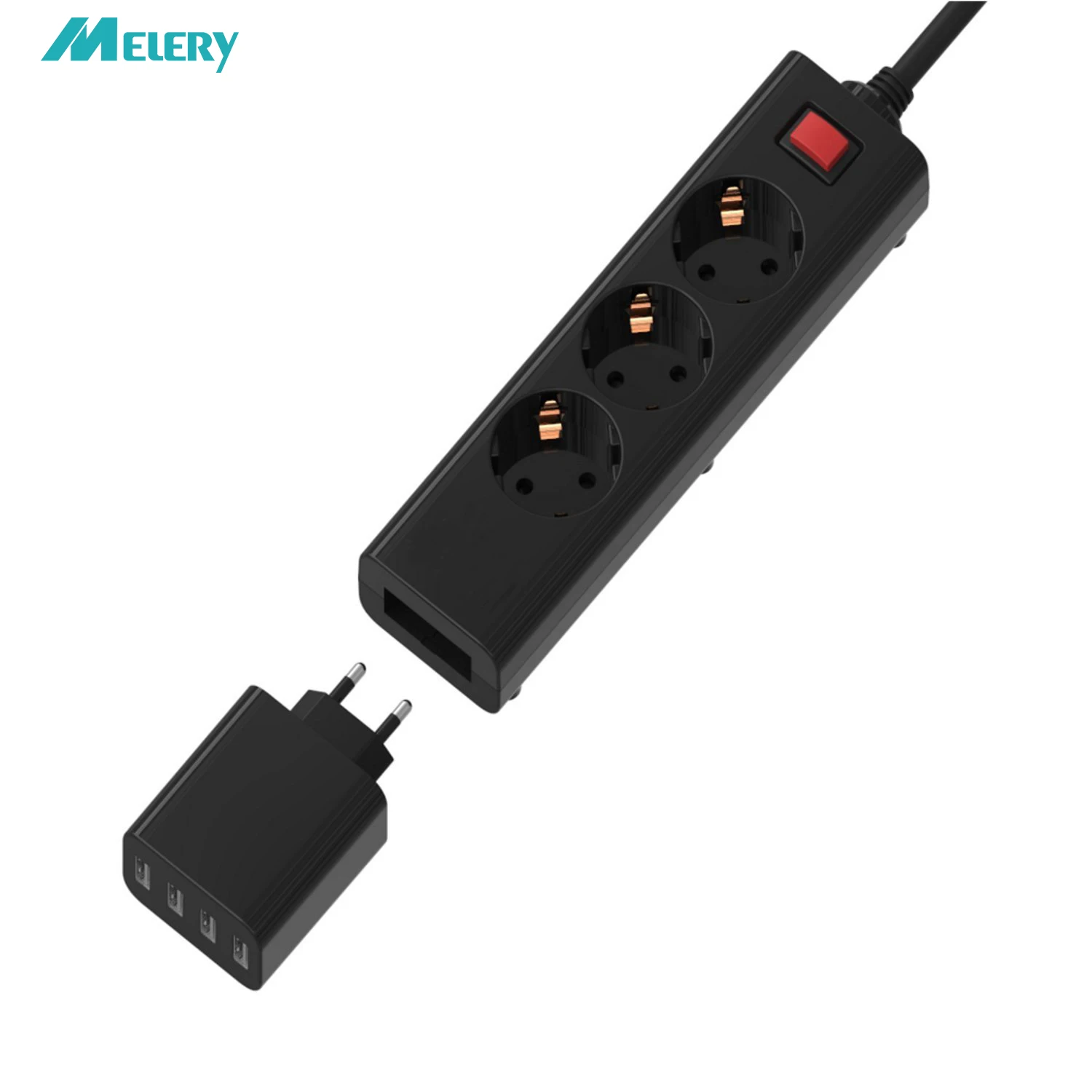 

Power Strip Multiple Socket with USB 3 EU Outlets 4 USB Ports Removable Wall Quick Charger Surge Protection 1.5m Extension Cord