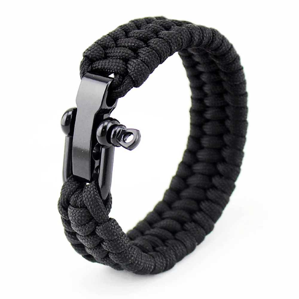 A Для мужчин плетеный Multi-function Открытый браслет для выживания Paracord и браслет Кемпинг спасательный веревки браслеты для женщин - Окраска металла: A