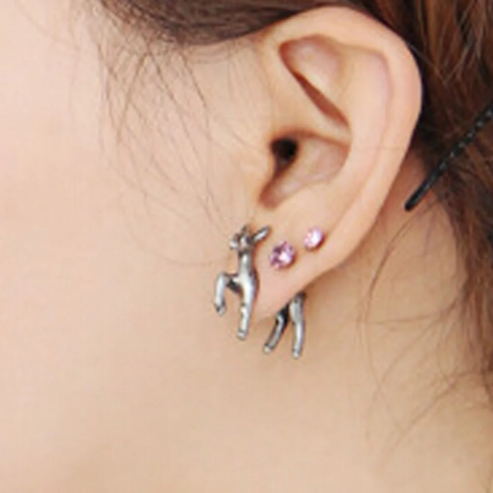 New Vintage Punk 3D Stereoscopic Deer stud Earring For Men Women Cool