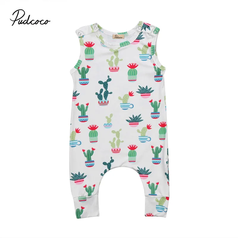 Pudcoco Green Cactus Baby Rompers Toddler Infant Baby Boys Girls Romper