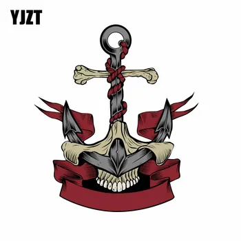 

YJZT 12.4CM*14CM Styling Skeleton Boat Achor Window Body Helmet Car Sticker 6-2408