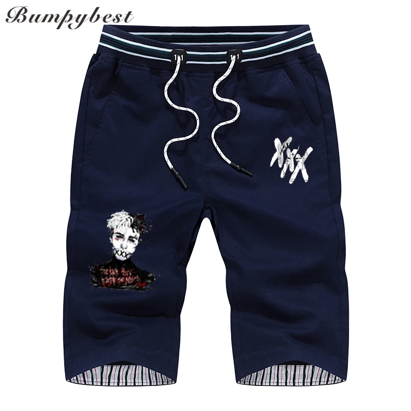 Летние хлопковые шорты мужские пляжные шорты мужские хип-хоп xxxtentacion с принтом удобные мужские шорты для бега пляжные размеры США