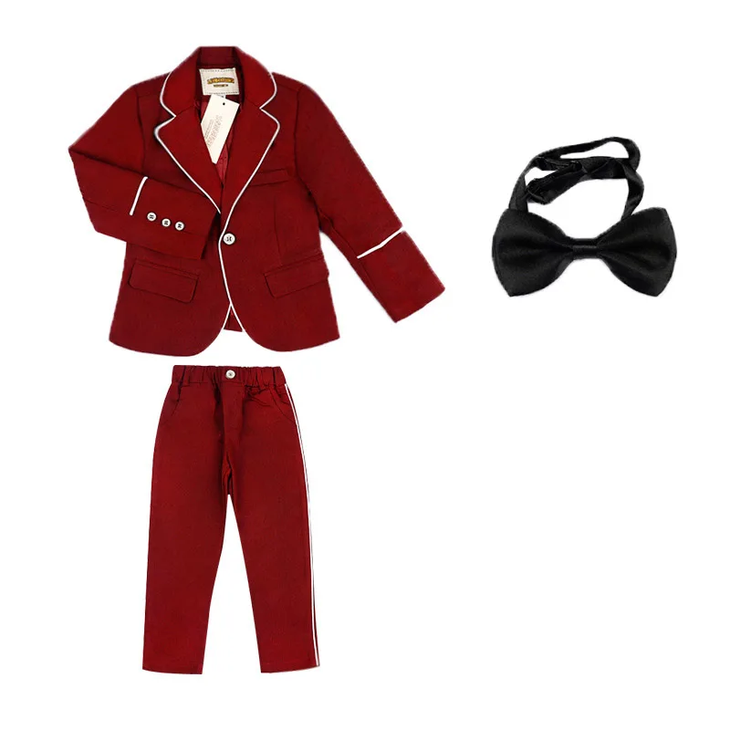 Костюмы для мальчиков на свадьбу; костюмы на выпускной; платье для свадьбы; детский праздничный костюм tuexdo для хора; праздничный костюм для девочек; костюм для фортепиано и церемонии - Цвет: RED 2PCS B