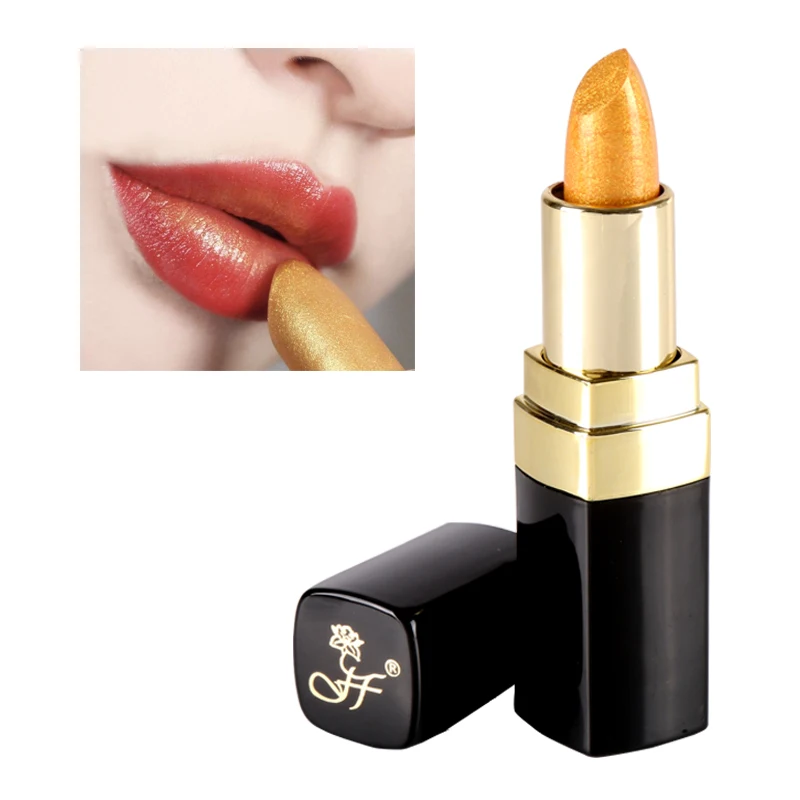 

Gold Color Glitter Lip Stick Cosmetics Long Lasting Lip Tattoo Lips Magic Color Concealer Shimmer Lipstick Matte Makeup