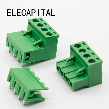 

Free shipping 10 sets ht5.08 4pin Right angle Terminal plug type 300V 10A 5.08mm pitch connector pcb screw terminal block