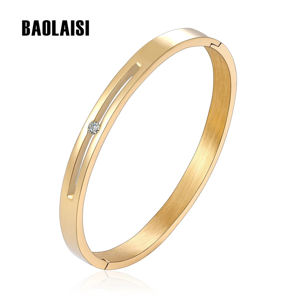 

BAOLAISI New Three Colors Unique Hollow Middle Crystal Bangle&Bracelet Men Women Charm Bracelet Fashion Jewelry Wedding Gift