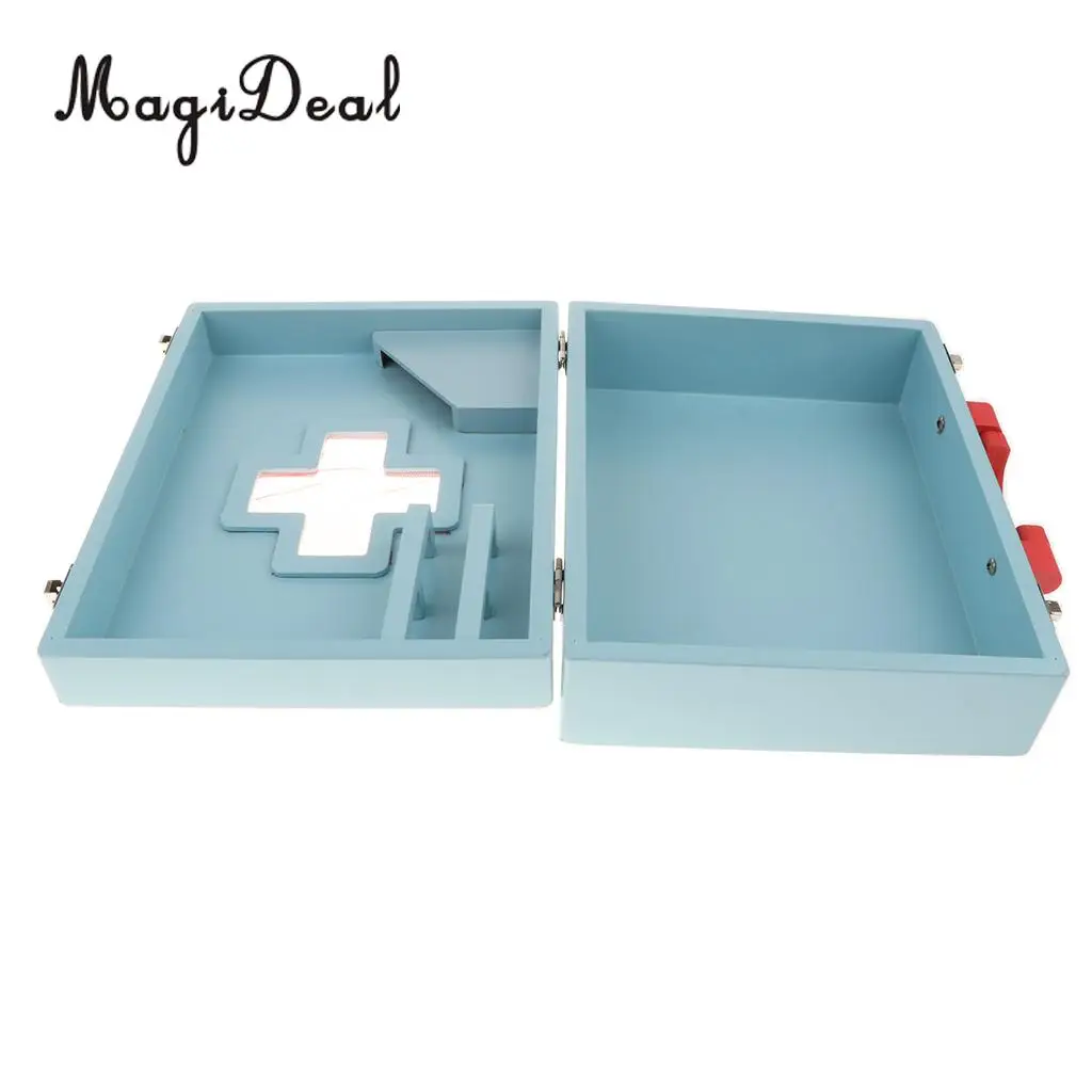 30PCS Wooden Medical Kits Box Tools Tablets Carry Case Doctor Nurse Pretend Role Playing Set Kids Educational Toy