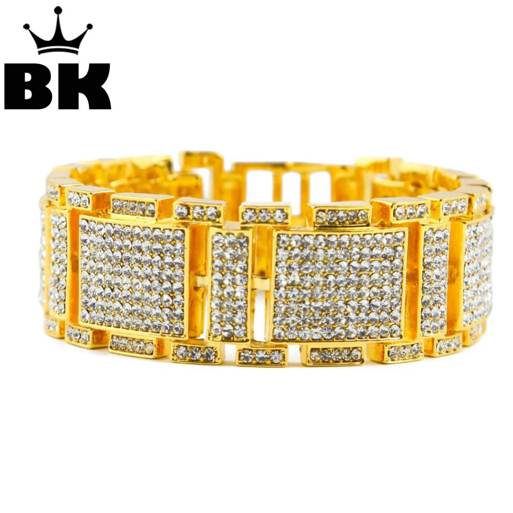 

2018 New Arrival Hip Hop Bracelet Men's Luxury Rhinestone Fashion Bracelet High Quality Bling Bracelets & Bangles
