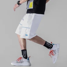 Мужские спортивные штаны для бега черные белые свободные повседневные пляжные шорты с карманами на молнии мужские модные уличные спортивные короткие брюки в стиле хип-хоп