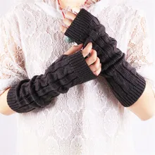Женские Длинные Guantes теплая мягкая зимняя модные перчатки без пальцев Вязаные митенки тактические эластичные манжеты унисекс Женские Мужские G029