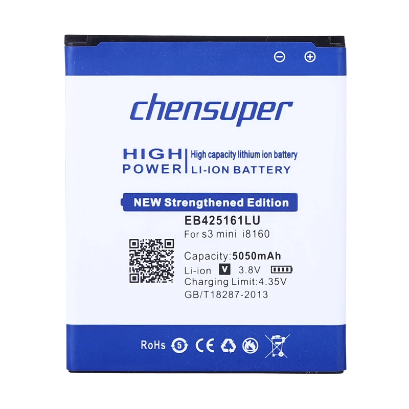 Chensuper 5050 мАч EB425161LU Батарея для samsung galaxy s3 mini i8190 i699 ace 2 i8160 S7562 S7562I S7568 i8190N i739 S7580