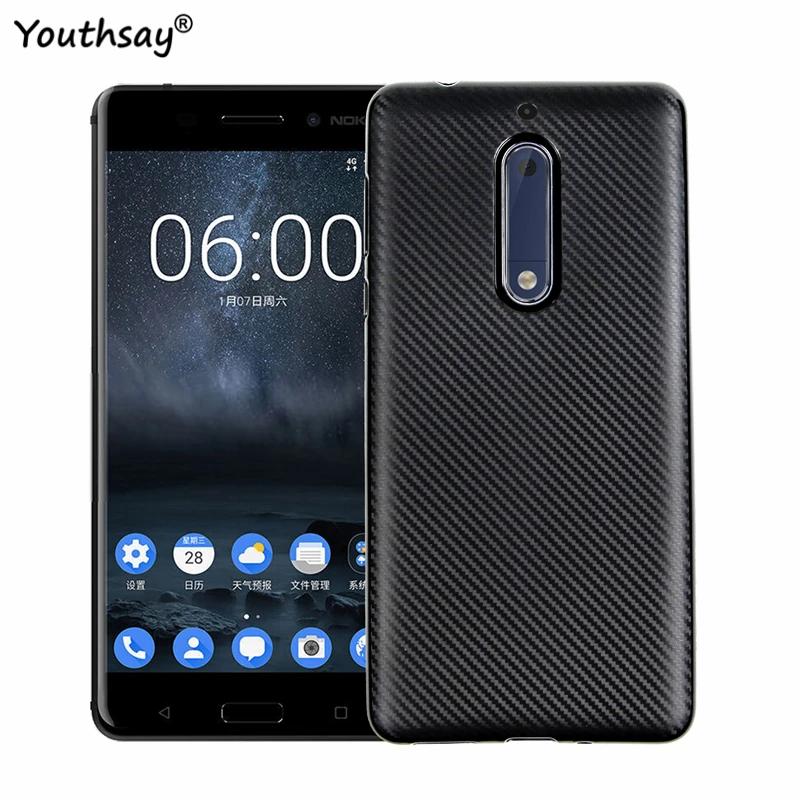 Carbon Fiber Case For Nokia 5 Silicone Brushed Soft TPU Protective Nokia5 Phone Cover Shell Funda Youthsay | Мобильные телефоны и