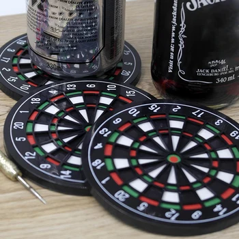 

4 Pcs Mini Kitchen Table Mat Utensils Dart Board Styled Cup Pad Coaster Dart Board Drink Bottle Beer Beverage Placemat