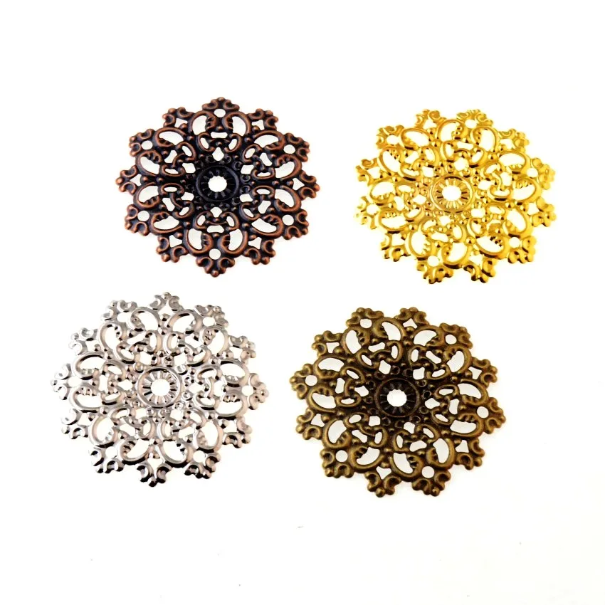 

Free shipping 10Pcs Filigree Flower Wraps Connectors Metal Crafts Decoration DIY Findings 4.8x4.8cm