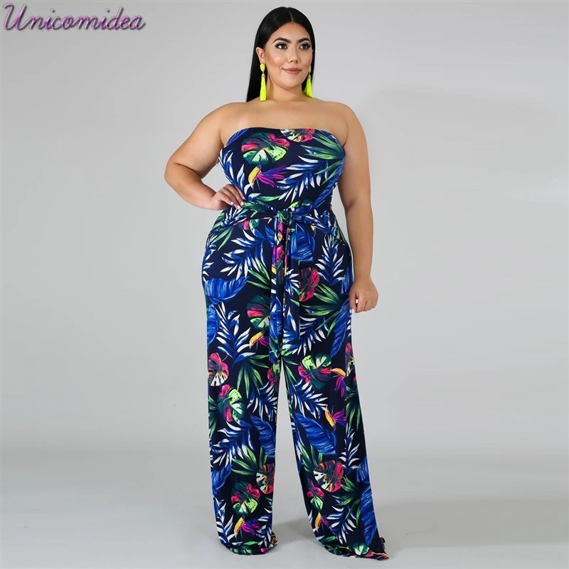 

UNICOMIDEA 2019 Rompers Womens Jumpsuit Summer Sexy Slash Neck Off Shoulder Playsuit Plus Size Wide Leg Pants Overalls