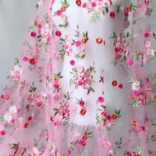 1 ярд Великолепная кружевная вышитая цветочная ткань мягкий кружевной тюль ткань для платья вуаль ткани для одежды поставка