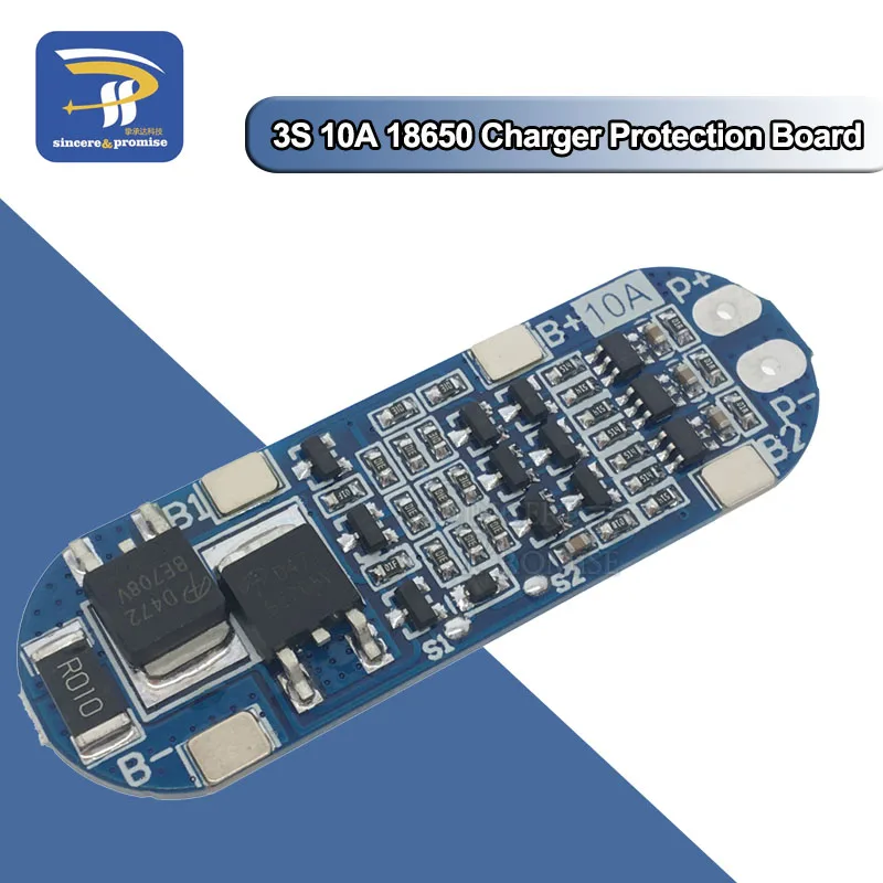 

3S 10A 11.1V 12V 12.6V Lithium Battery Charger Protection Board Module for 18650 Li-ion Lipo Battery Cells BMS 3.7V