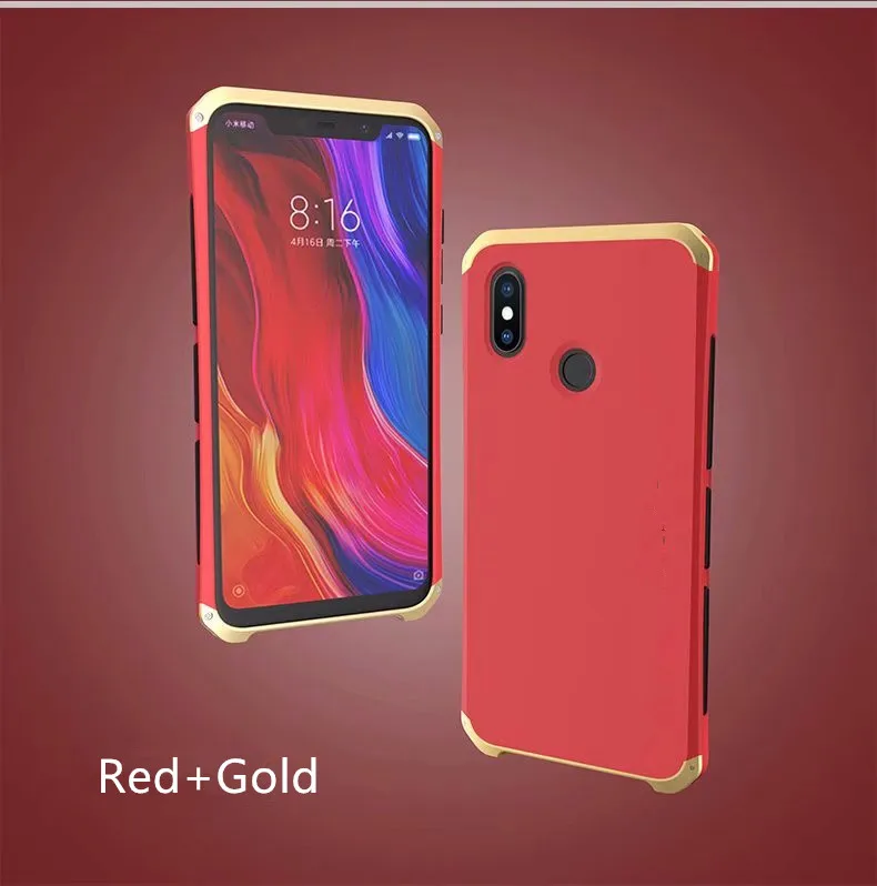 R-JUST защитный чехол для Xiaomi MI8 MI9 Mix2 Mix2s Redmi Note 5 Pro/6 Pro Note7 8 Pro металлический алюминиевый+ PC сверхпрочный противоударный чехол - Цвет: red gold